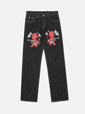 LUXENFY™ - American Cartoon Devil Print Jeans luxenfy.com