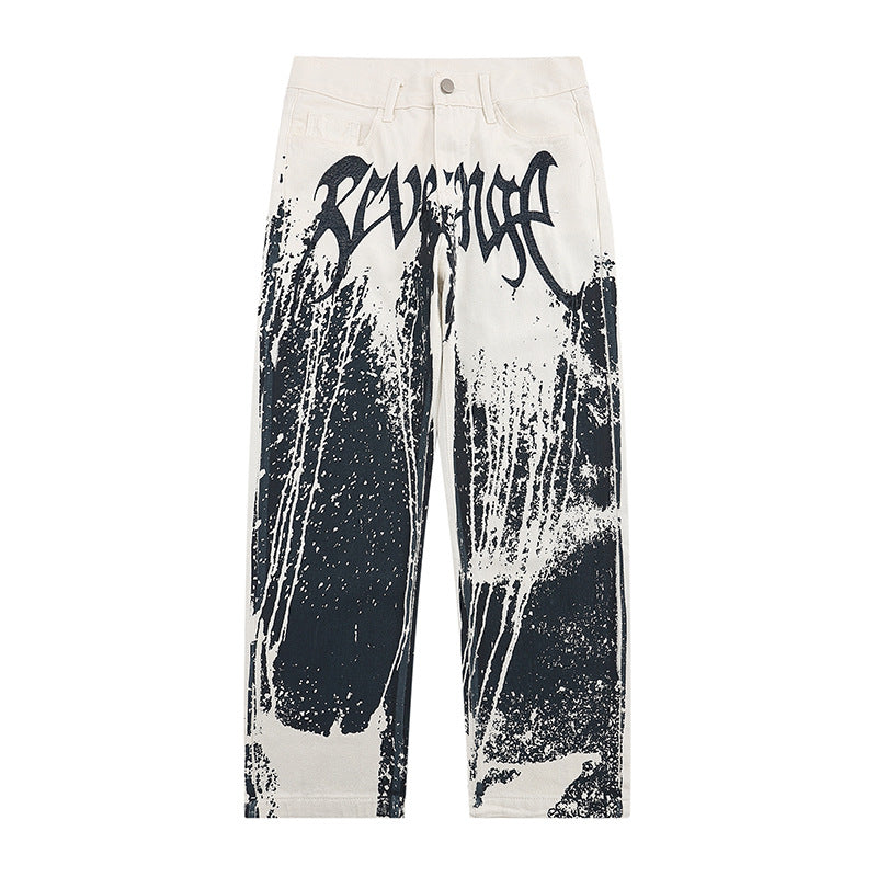 LUXENFY™ - American Heavy Industry Ink Splash Embroidery Jeans -1403 luxenfy.com