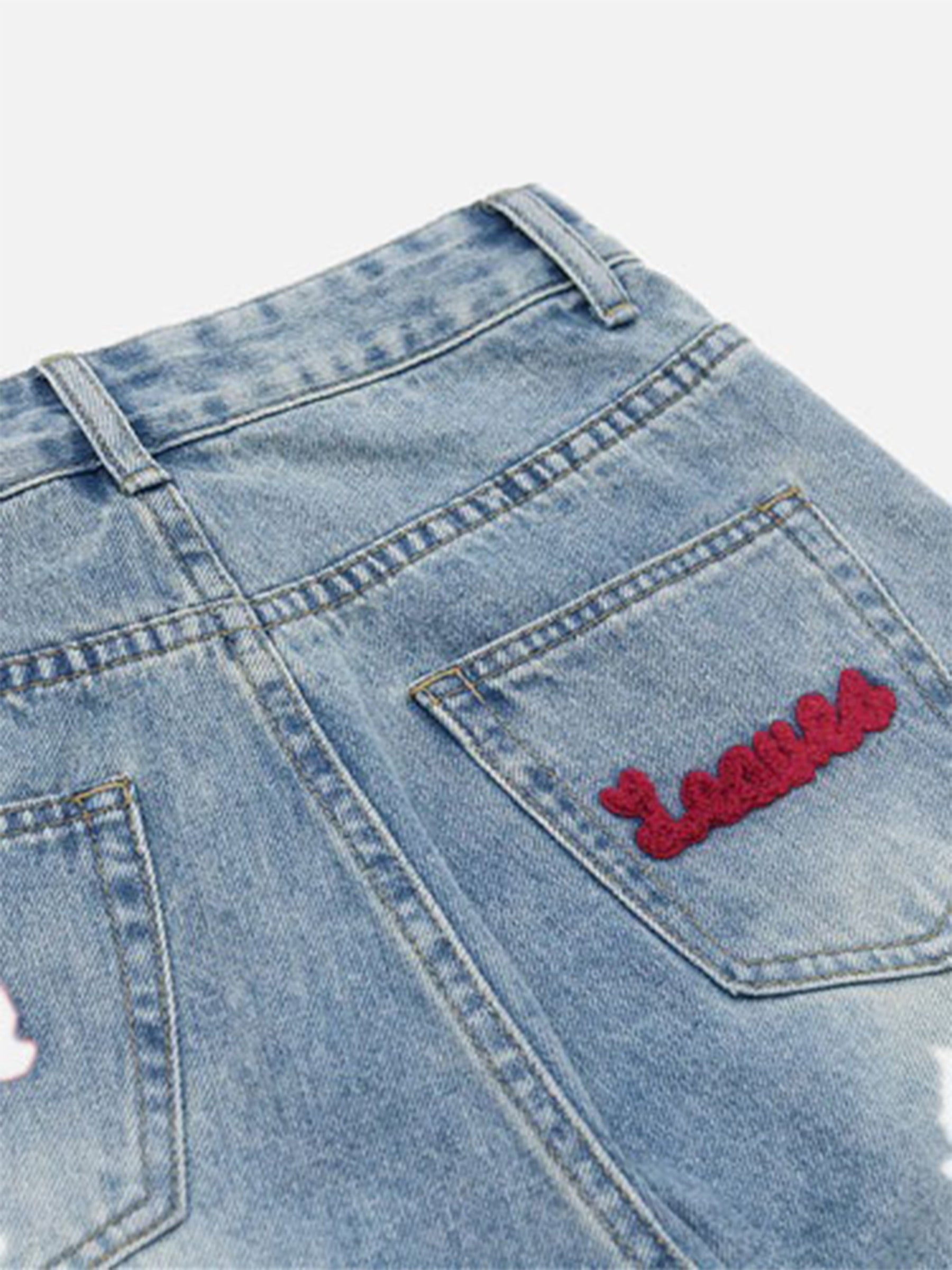LUXENFY™ - American Hip-hop Full Of Printed Letters Towel Embroidery Casual Jeans-1483 luxenfy.com