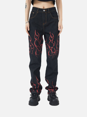 LUXENFY™ - American Street Flame Element Straight-leg Jeans-1482 luxenfy.com