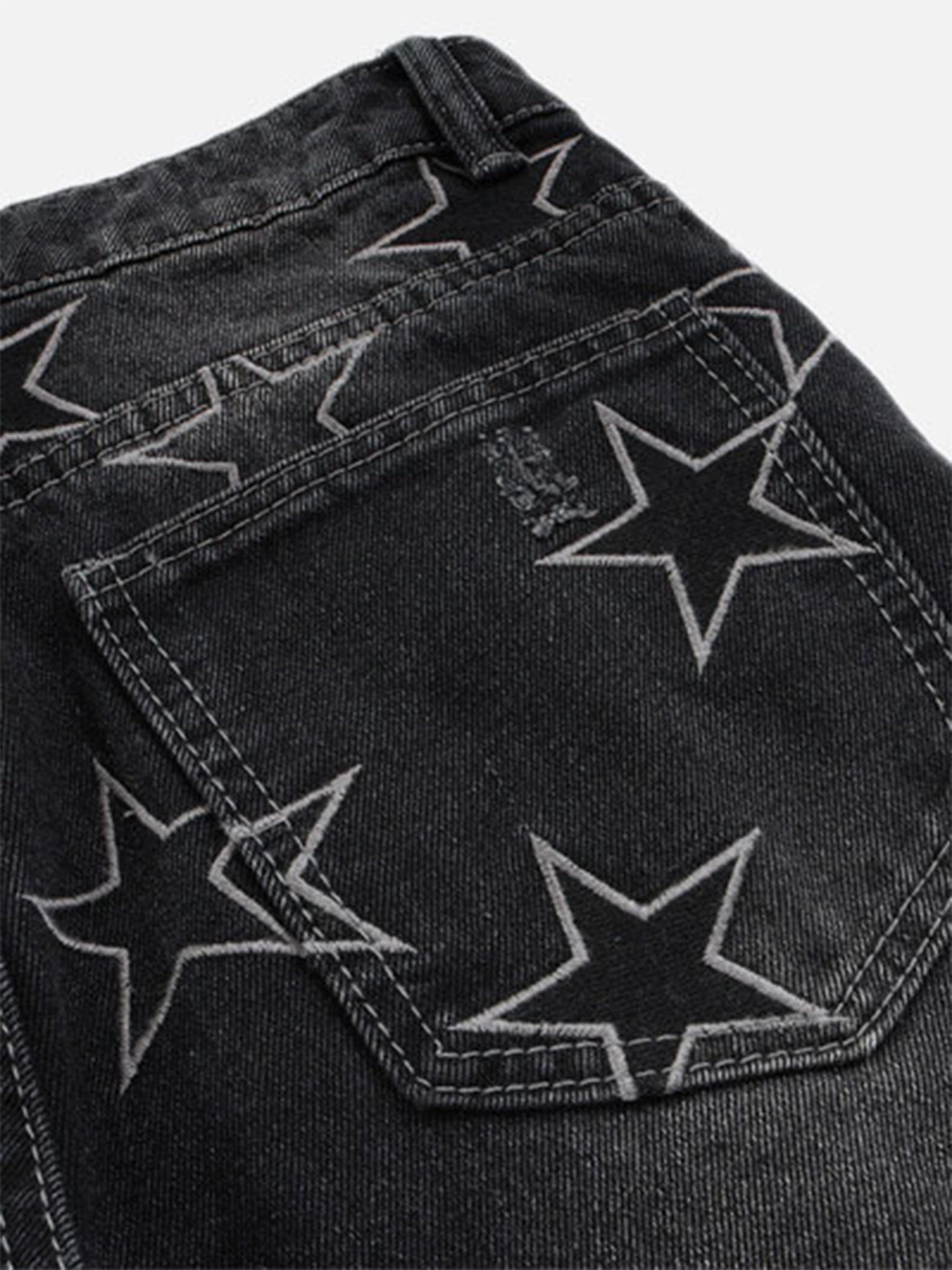 LUXENFY™ - American Street Style Pentagram Print Old Straight Jeans luxenfy.com