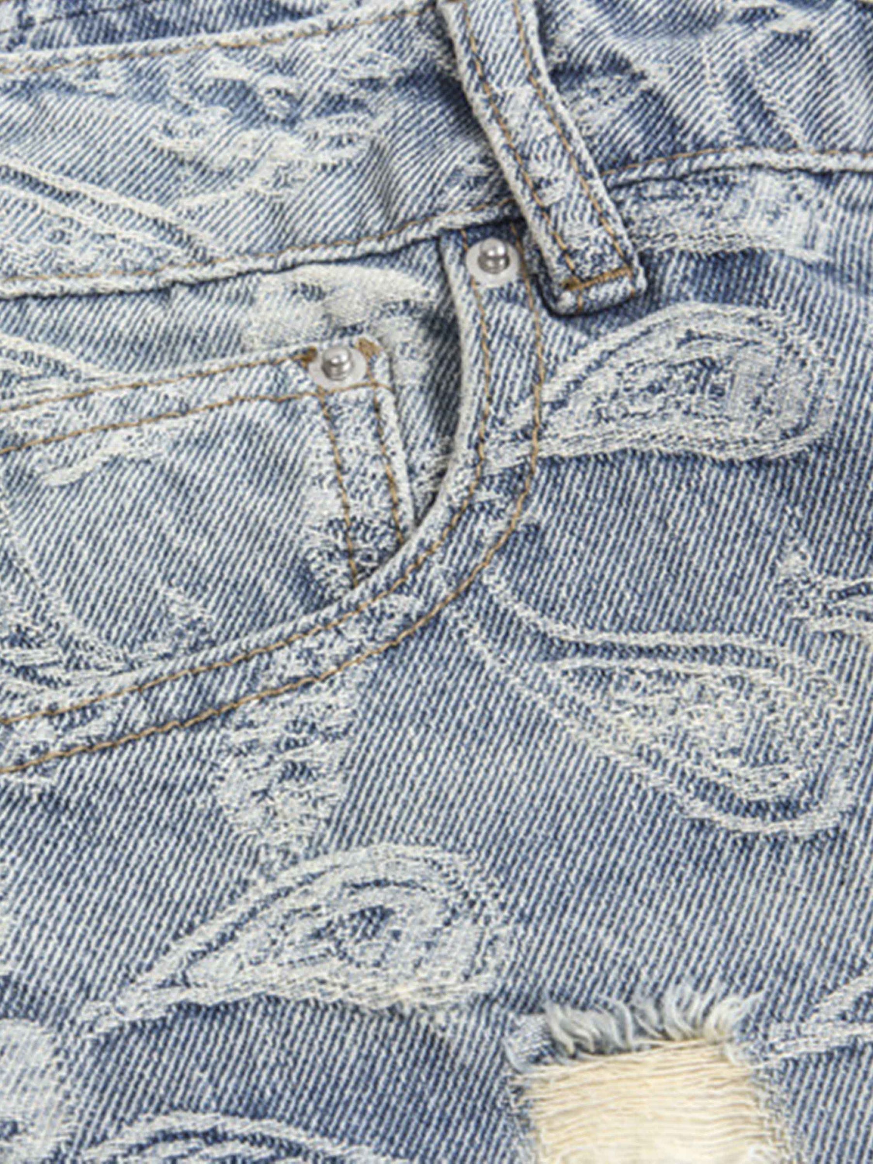 LUXENFY™ - American Street Vintage Heavy Cashew Flower Embroidered Jeans luxenfy.com