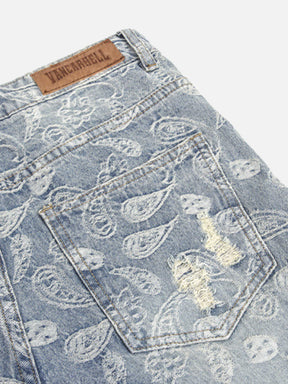 LUXENFY™ - American Street Vintage Heavy Cashew Flower Embroidered Jeans luxenfy.com