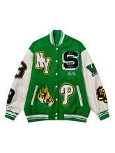 LUXENFY™ - American Style PU Leather Sleeve Tweed Baseball Jacket luxenfy.com