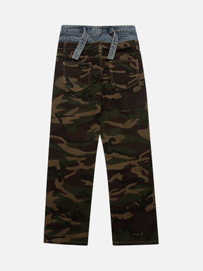 LUXENFY™ - American Vintage Camouflage Patchwork Old Straight Casual Jeans luxenfy.com