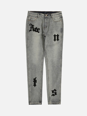 LUXENFY™ - American Vintage Leather Embroidered Jeans luxenfy.com
