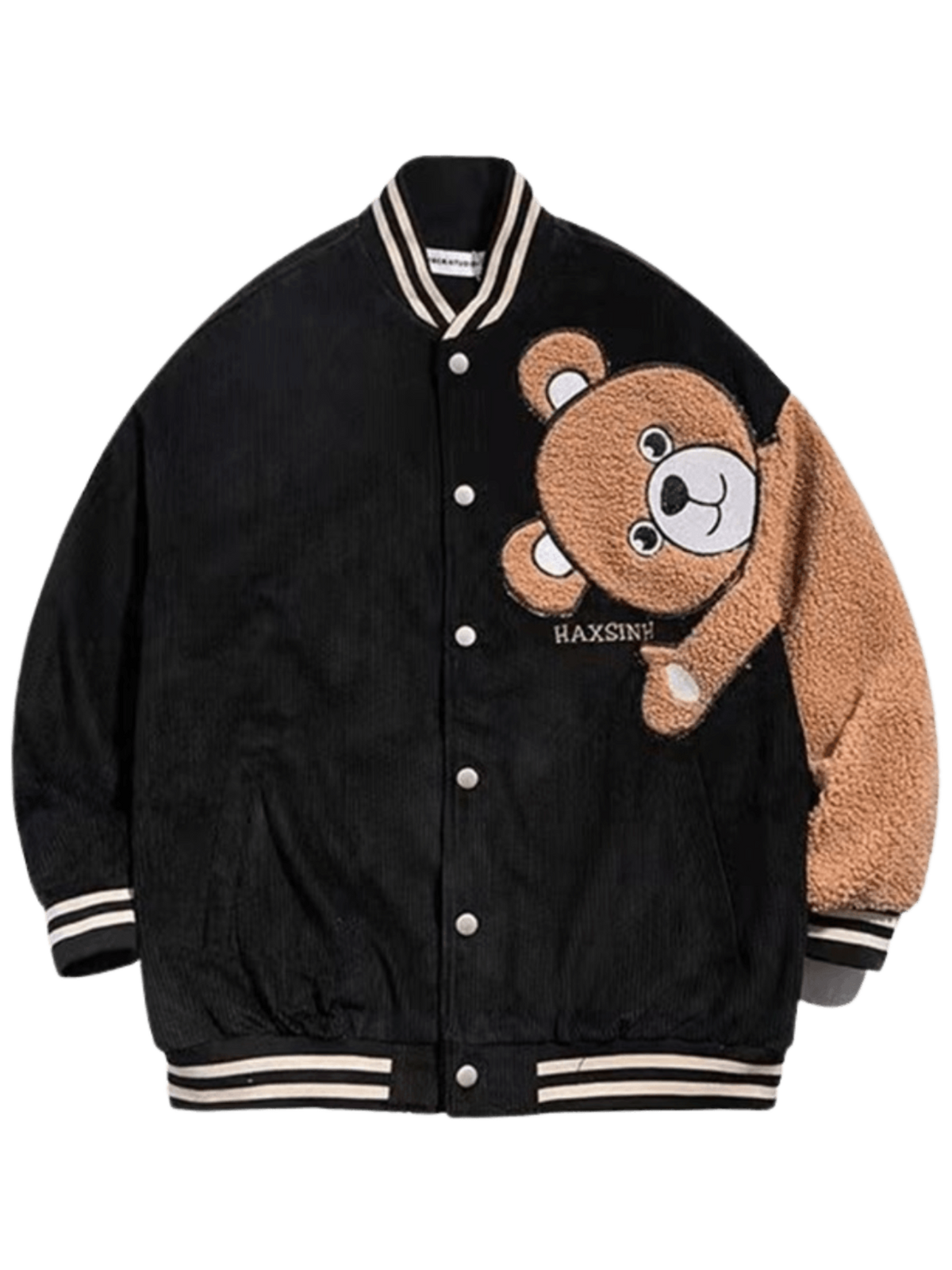 LUXENFY™ - Black Bear Flocking Varsity Jacket luxenfy.com