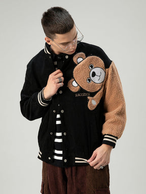 LUXENFY™ - Black Bear Flocking Varsity Jacket luxenfy.com