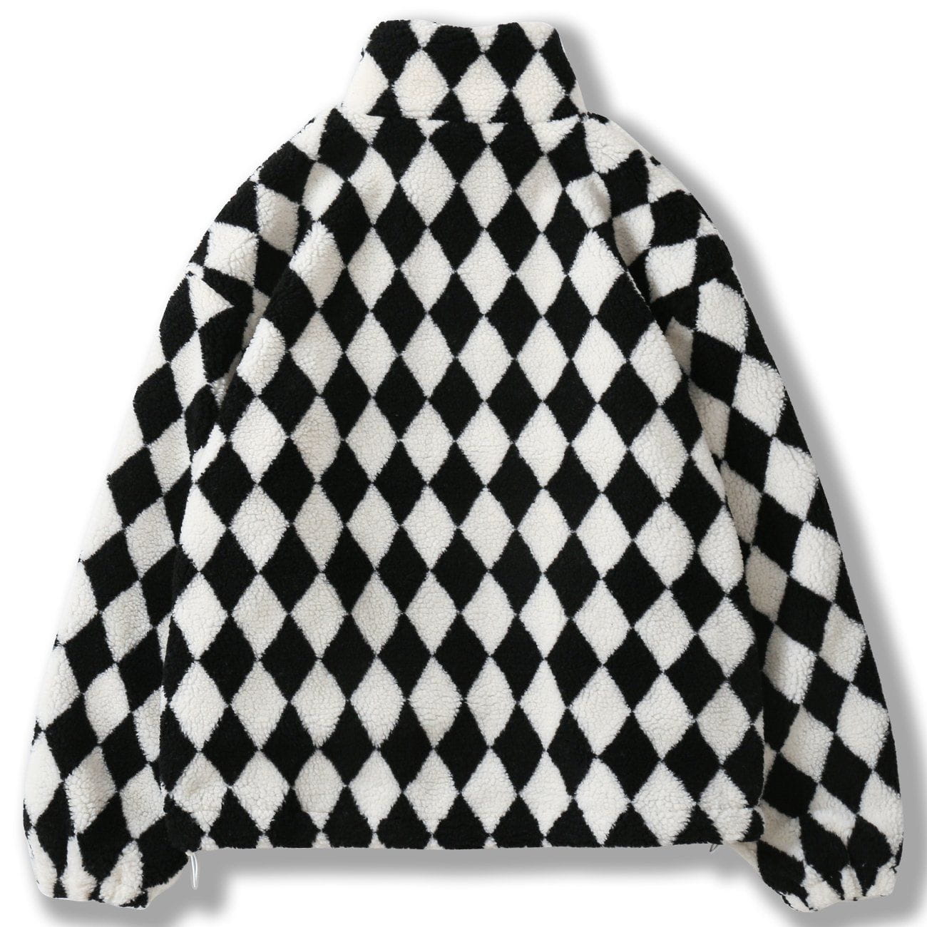 LUXENFY™ - Black and White Checkerboard Sherpa Jacket luxenfy.com