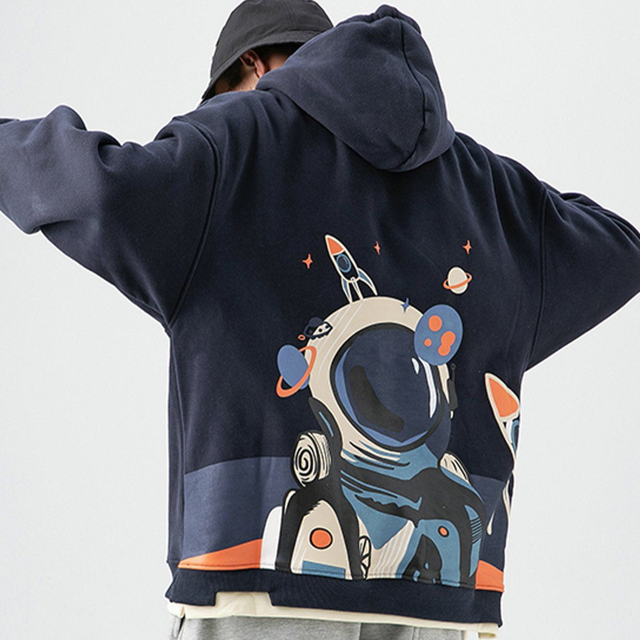 LUXENFY™ - Cartoon Astronaut Print Thick Hoodie luxenfy.com