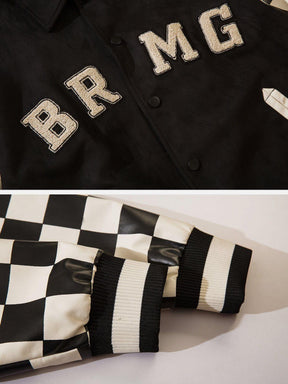 LUXENFY™ - Checkerboard BRMG Embroidered Varsity Jacket luxenfy.com