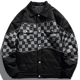 LUXENFY™ - Checkerboard Denim Winter Coat luxenfy.com
