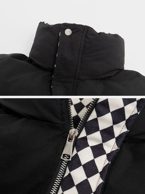 LUXENFY™ - Checkerboard Print Neck Winter Coat luxenfy.com
