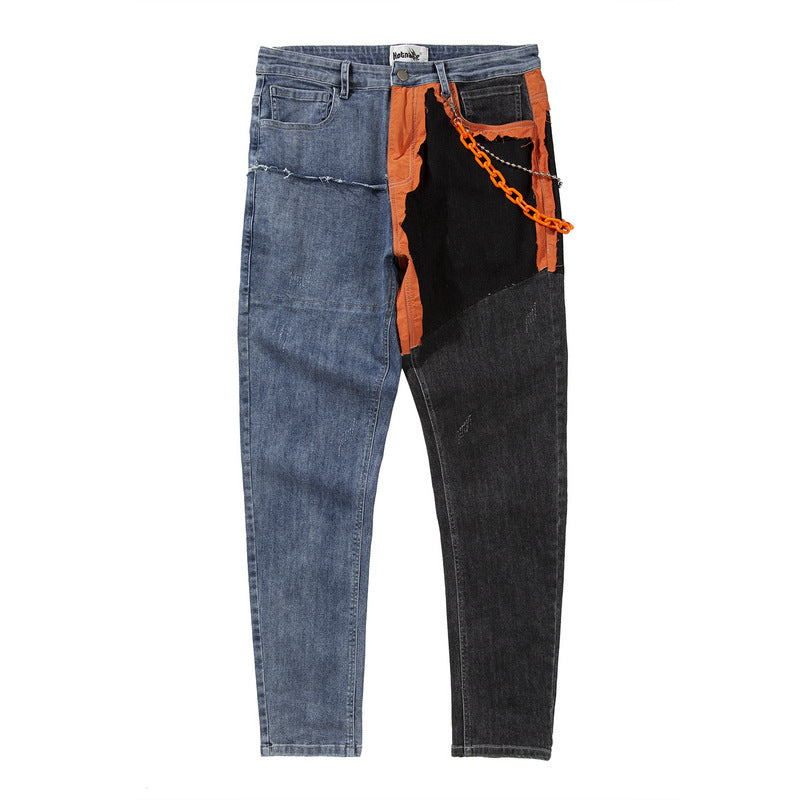 LUXENFY™ - Colorblock Chain Jeans luxenfy.com