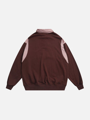LUXENFY™ - Colorblock Polo Collar Sweatshirt luxenfy.com