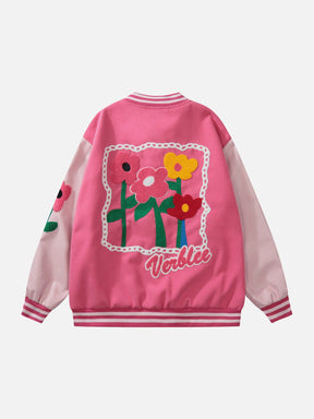 LUXENFY™ - Colorful Floral Flocked Varsity Jacket luxenfy.com