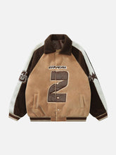 LUXENFY™ - Contrast Patchwork Letter Sherpa Coat luxenfy.com