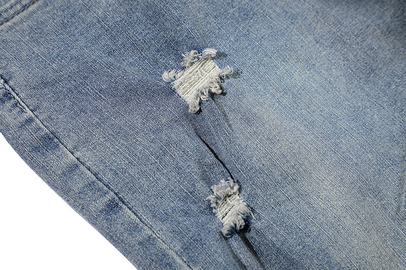 LUXENFY™ - Cracked Two Face Light Wash Denim Jeans -1123 luxenfy.com