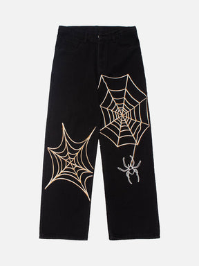 LUXENFY™ - Dark Spider Web Embroidered Jeans luxenfy.com