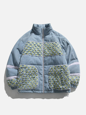 LUXENFY™ - Denim Patchwork Embroidery Winter Coat luxenfy.com