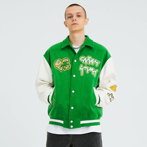 LUXENFY™ - Embroidered Vintage Green Baseball Jacket luxenfy.com
