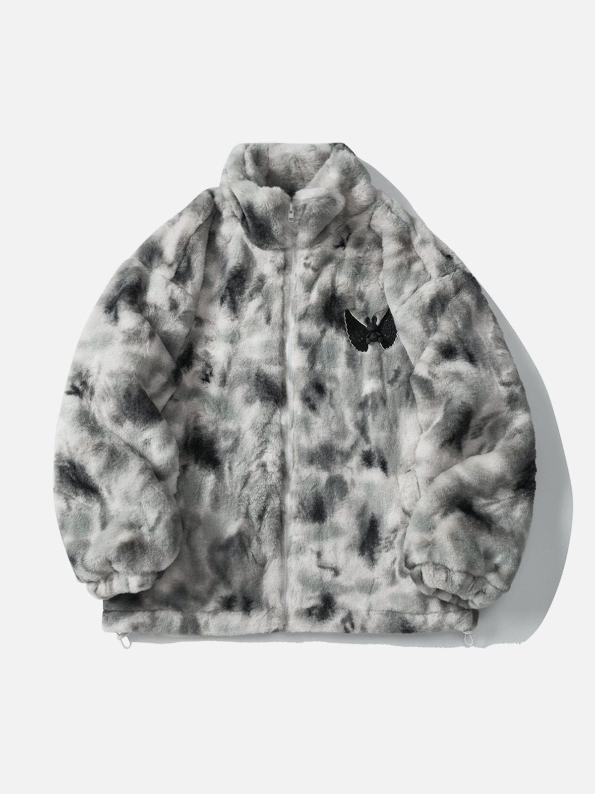LUXENFY™ - Embroidered Wings Bunny Label Tie Dye Sherpa Coat luxenfy.com