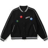 LUXENFY™ - Embroidery Letter Flower Varsity Jacket luxenfy.com