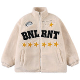 LUXENFY™ - Five-pointed Star Letter Patch Embroidered Sherpa Winter Coat luxenfy.com