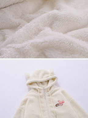 LUXENFY™ - Flocked Rabbit Hooded Sherpa Coat luxenfy.com