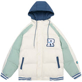 LUXENFY™ - Flocking Letters Patchwork Hooded Winter Coat luxenfy.com