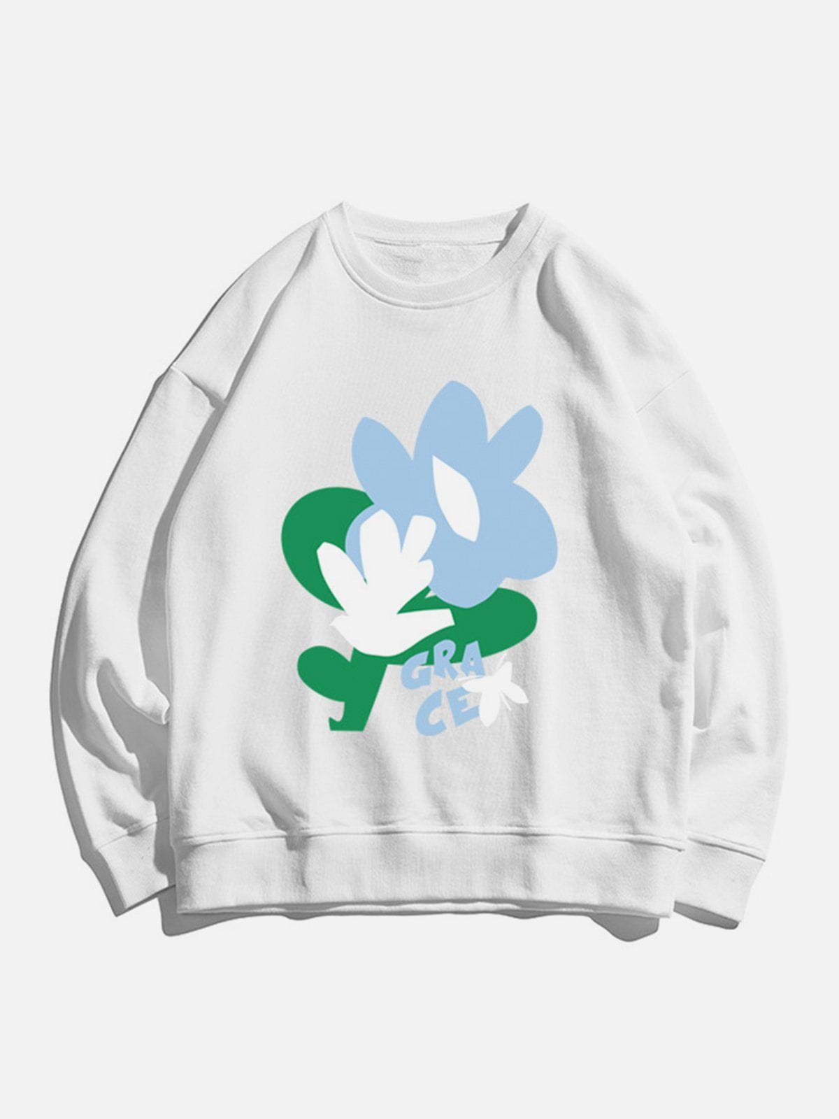 LUXENFY™ - Floral Print Crew Neck Sweatshirt luxenfy.com