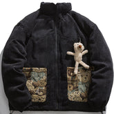 LUXENFY™ - Furry Cute Bear Pocket Patchwork Winter Coat luxenfy.com