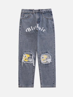 LUXENFY™ - High Street Trend Monogrammed Straight Leg Jeans luxenfy.com