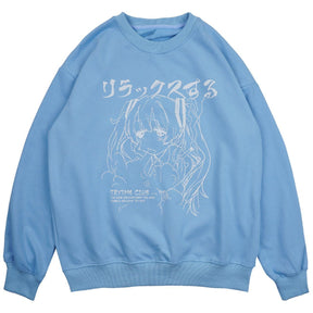LUXENFY™ - Japanese Cartoon Anime Girl Print Sweatshirt luxenfy.com