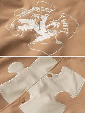 LUXENFY™ - Jigsaw Puzzle Pattern Varsity Jackets luxenfy.com