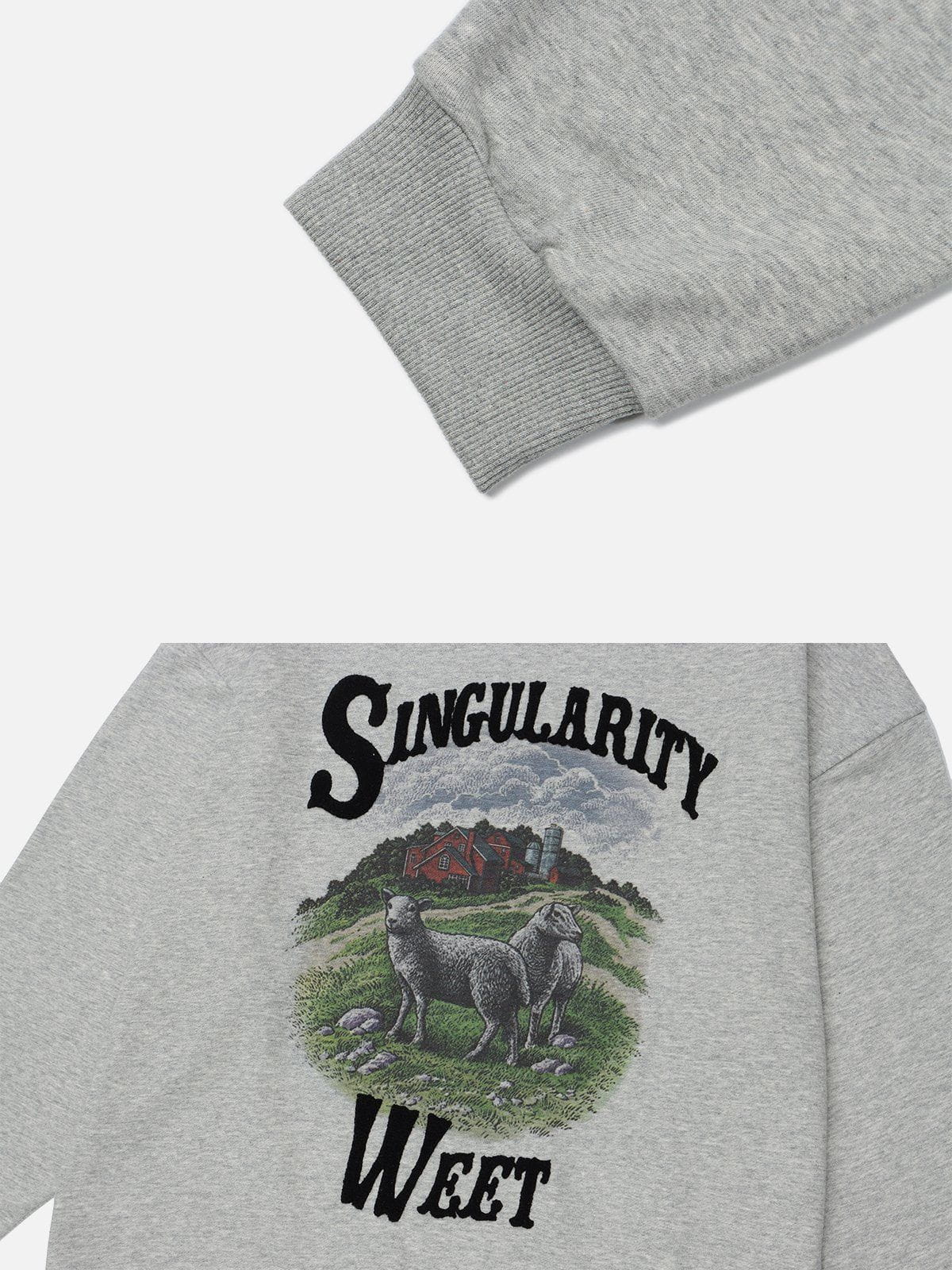 LUXENFY™ - Lamb Grazing Print Sweatshirt luxenfy.com