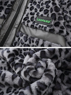 LUXENFY™ - Leopard Plush Stitching Transparent PU Winter Coat luxenfy.com