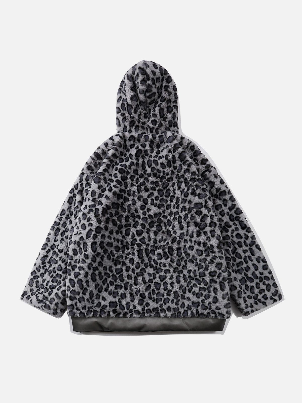 LUXENFY™ - Leopard Plush Stitching Transparent PU Winter Coat luxenfy.com