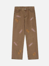 LUXENFY™ - Letter Cross Embroidered Jeans luxenfy.com