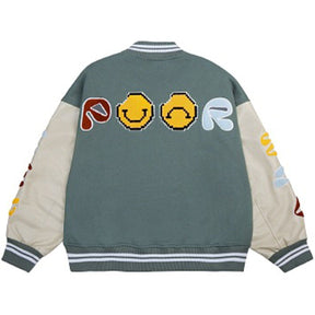 LUXENFY™ - Letter Embroidery Green Varsity Jacket luxenfy.com