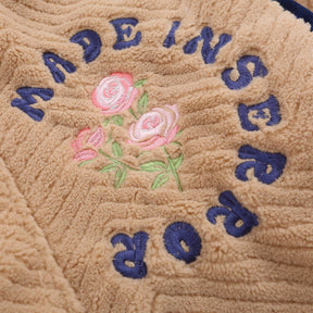 LUXENFY™ - Letter Flower Embroidery Sherpa Winter Coat luxenfy.com