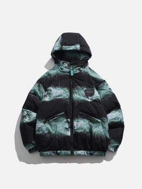 LUXENFY™ - Lightning Print Hooded Down Coat luxenfy.com