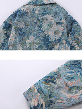 LUXENFY™ - Oil Painting Jacquard Flower Denim Jacket luxenfy.com