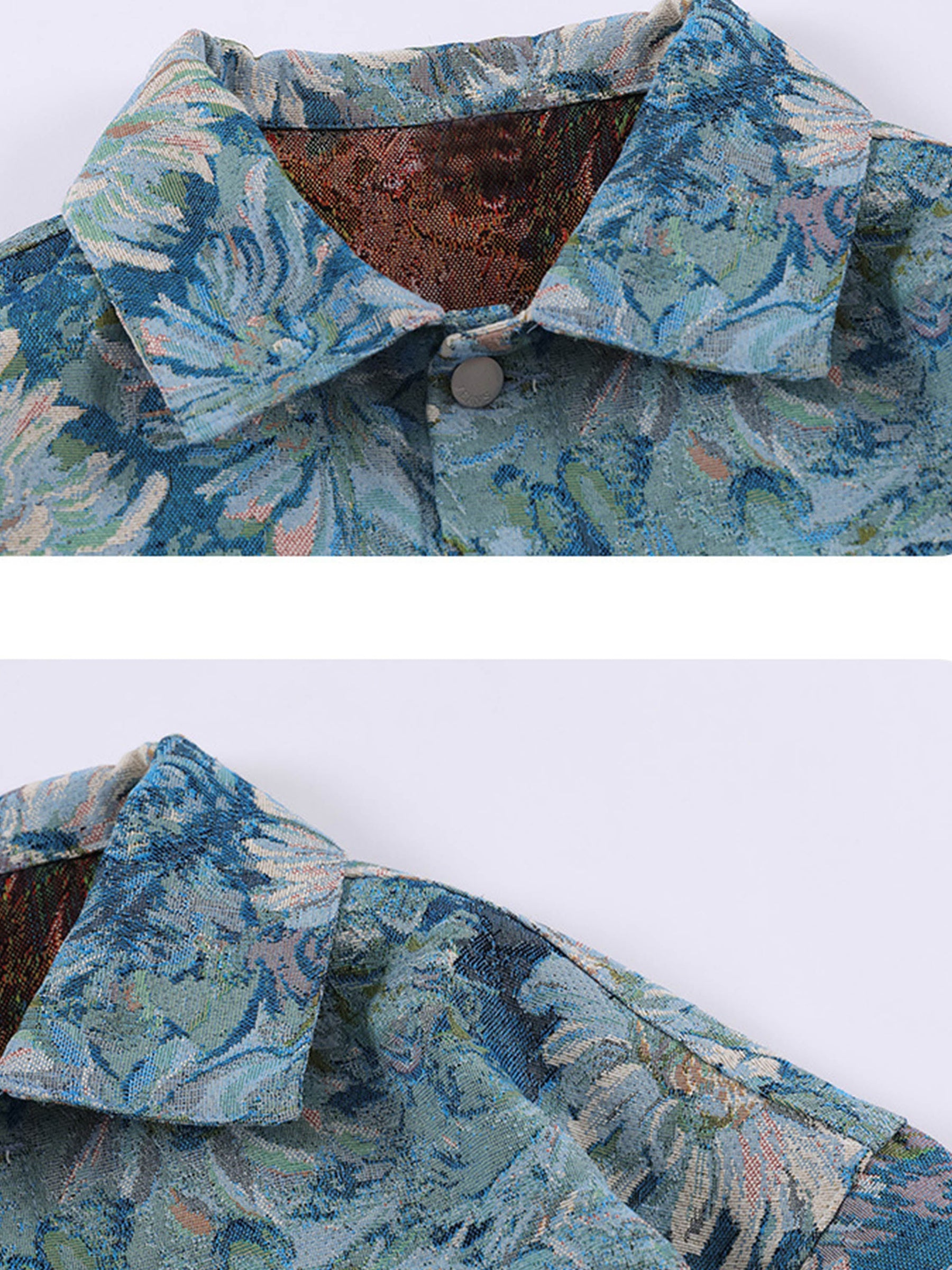 LUXENFY™ - Oil Painting Jacquard Flower Denim Jacket luxenfy.com