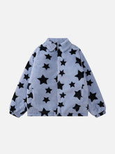 LUXENFY™ - Oversized Star Print Reversible Sherpa Coat luxenfy.com
