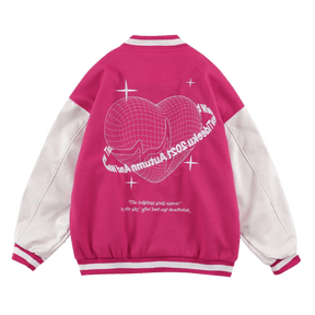 LUXENFY™ - Pink Heart Varsity Jacket luxenfy.com