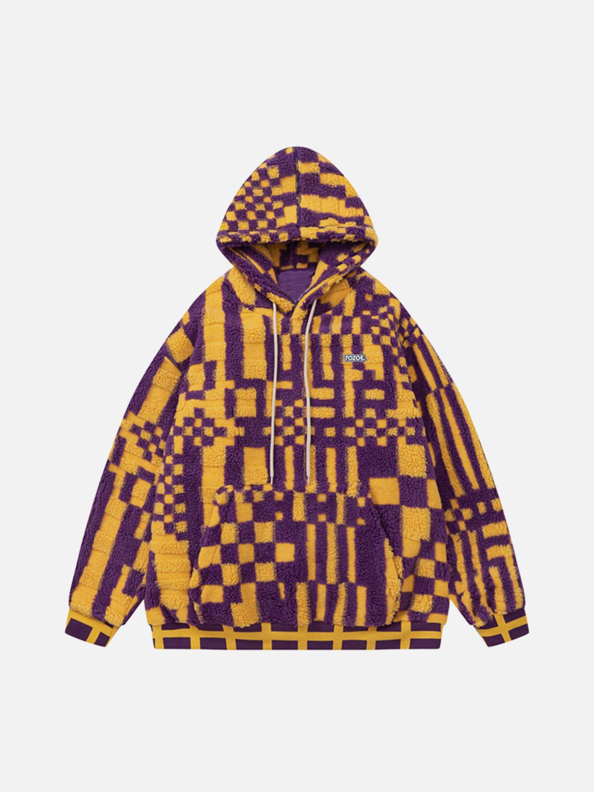 LUXENFY™ - Pixel Stripe Hooded Sherpa Coat luxenfy.com