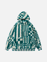 LUXENFY™ - Pixel Stripe Hooded Sherpa Coat luxenfy.com