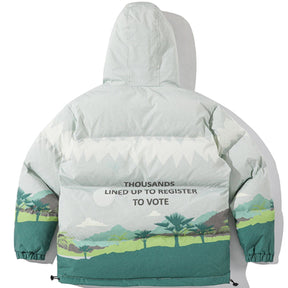 LUXENFY™ - Print Forest Stitching Hooded Winter Coat luxenfy.com