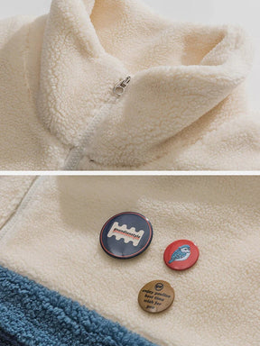 LUXENFY™ - Removable Badge Patchwork Sherpa Coat luxenfy.com